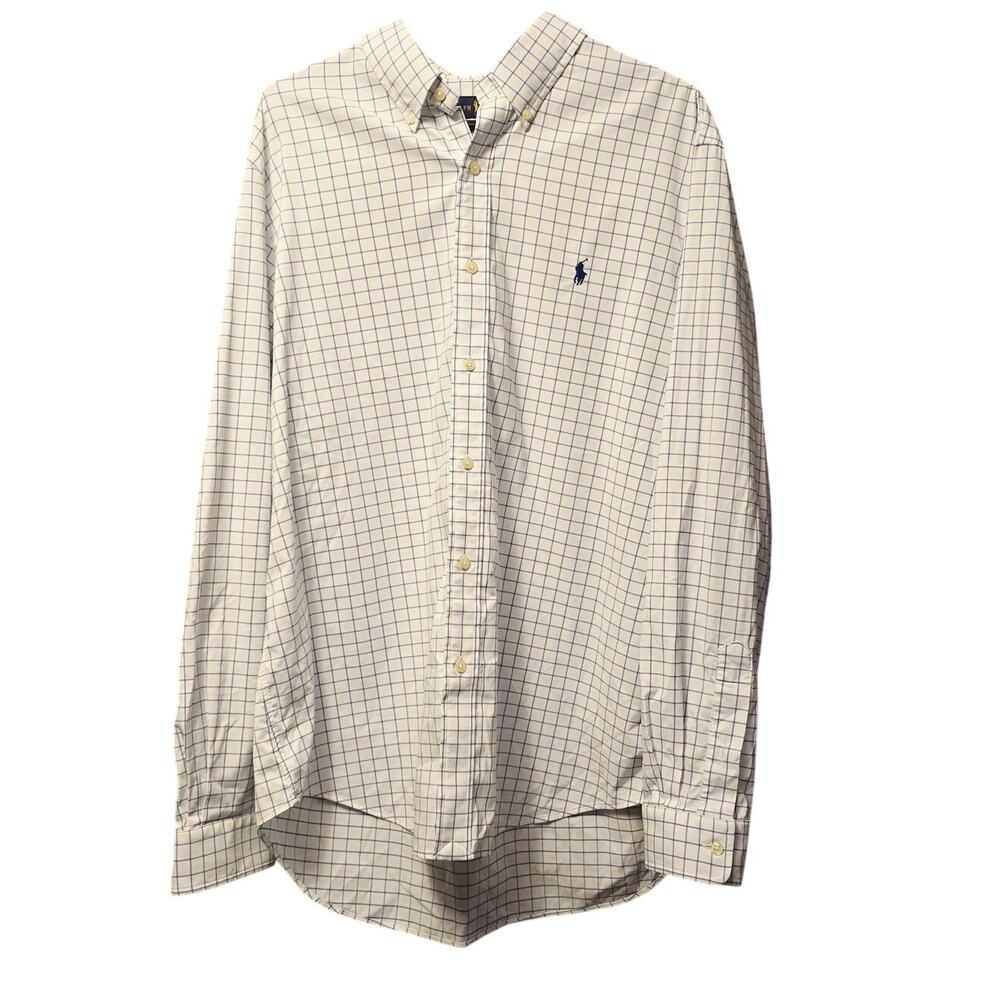 Ralph Lauren window pane long sleeve button front shirt size XL